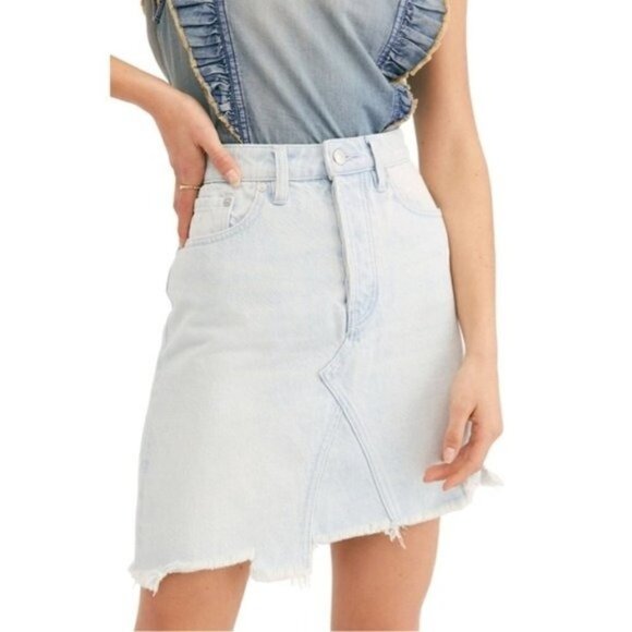 Free People Going Rogue Denim Skirt Blue - Picture 1 of 3
